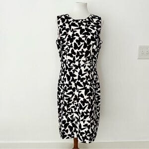 Kate Spade Della Butterfly Black and White Sleeveless Sheath Midi Dress Size 14